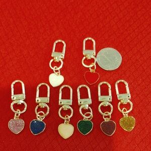 Small Heart Keychain Set of 2 with Gold Accents.